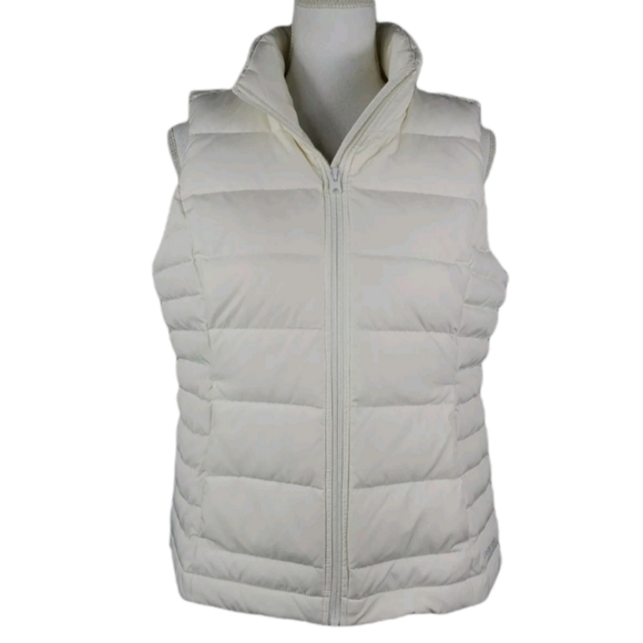 Lands' End Jackets & Blazers - Lands End Cream Puffer Quilted Vest Size M/P Petite 600 Fill NWT